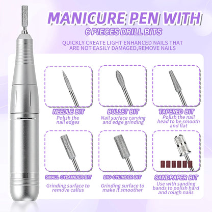45,000RPM Rechargeable Nail Drill – Ultra-Quiet & Portable Manicure Tool for Salon & Home