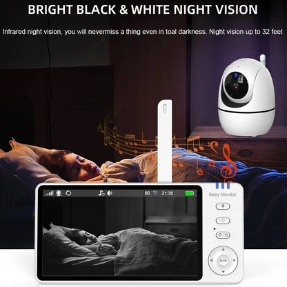 5" Wireless Baby Monitor with Pan-Tilt, Night Vision & 2-Way Audio – Portable & Secure