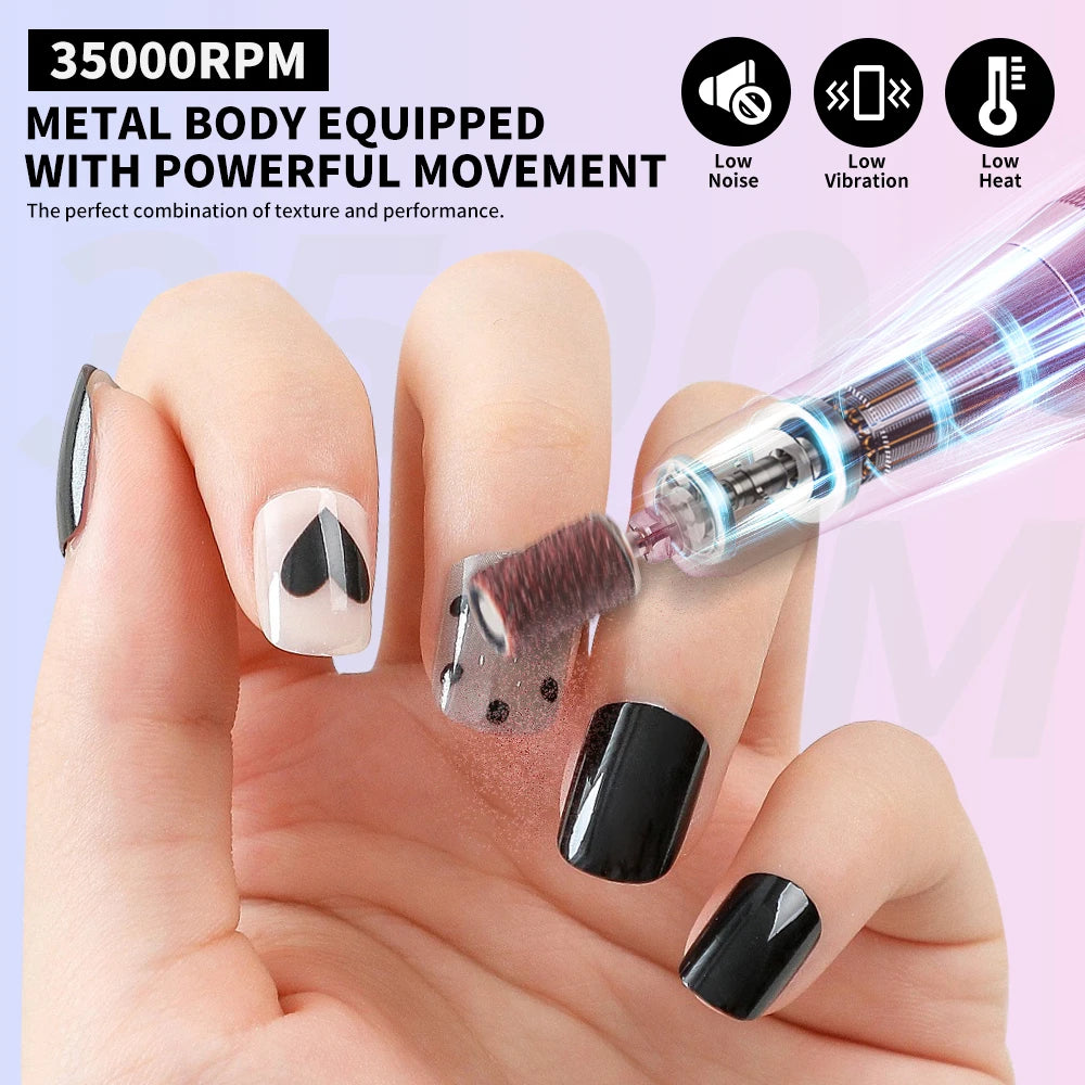 35,000RPM Pro Rechargeable Nail Drill – Fast, Portable & Powerful