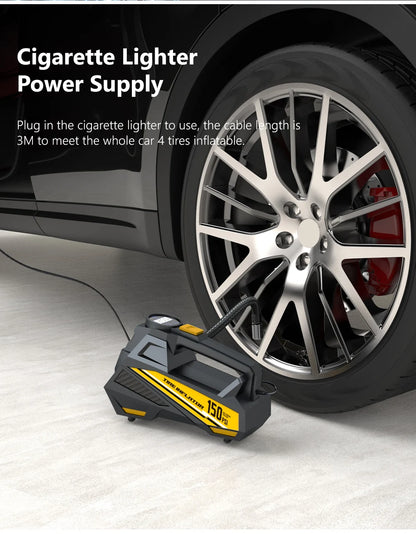 150PSI Corded Car Air Pump – Fast 12V Tire Inflator