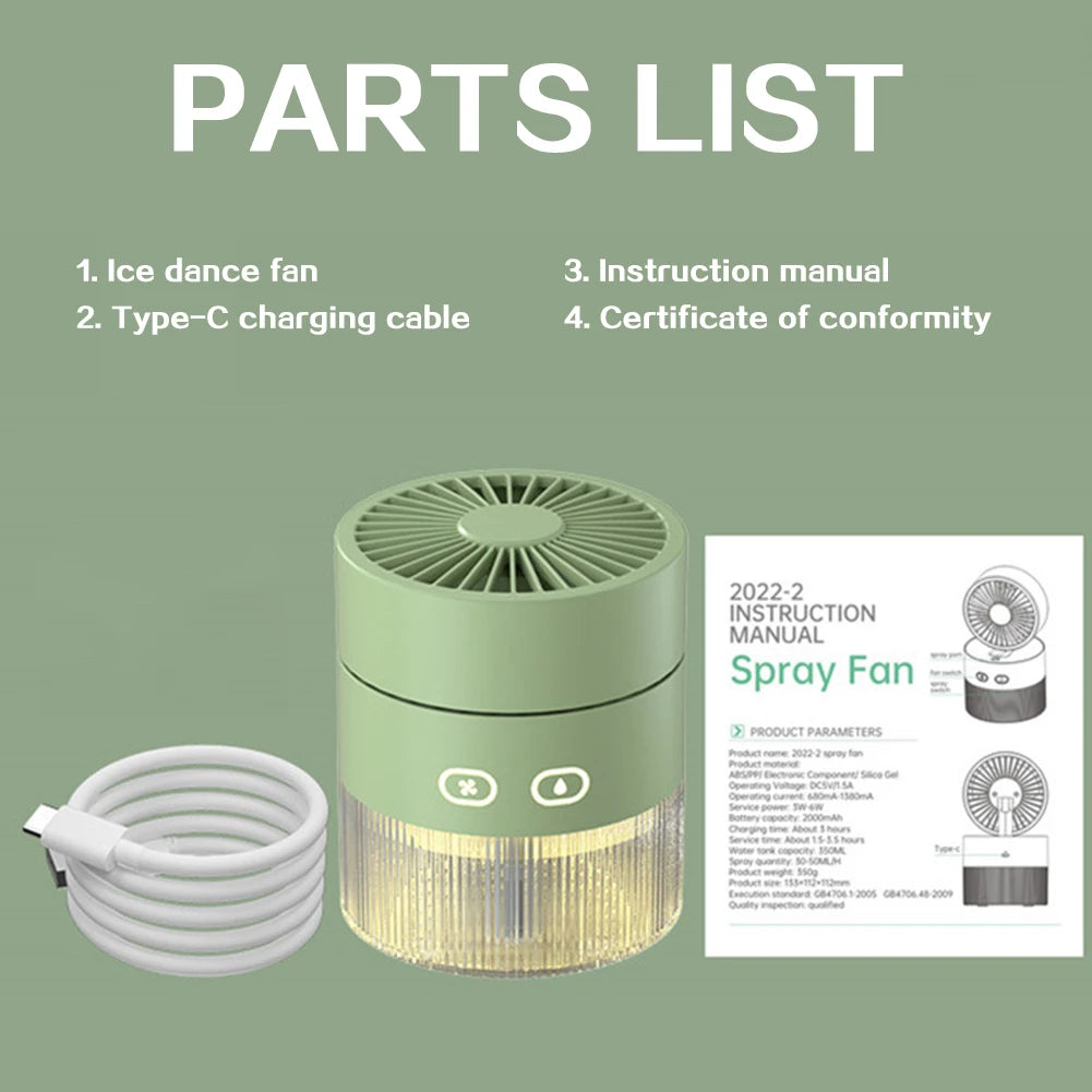 USB Mini Air Cooler + Humidifier & LED Light – 3-Speed Portable Comfort for Desks & Bedrooms