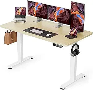 55" Electric Standing Desk - Adjustable Height, Memory Preset, Vintage Brown