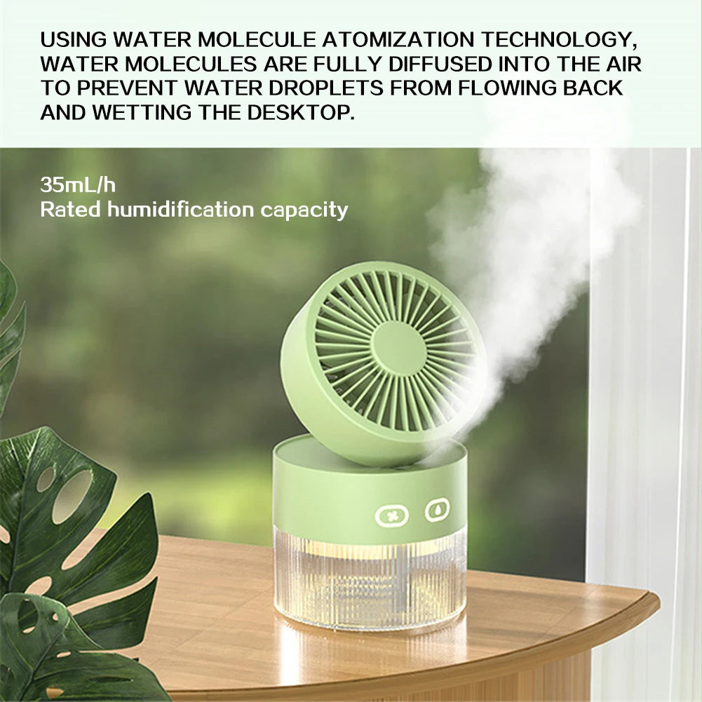 USB Mini Air Cooler + Humidifier & LED Light – 3-Speed Portable Comfort for Desks & Bedrooms