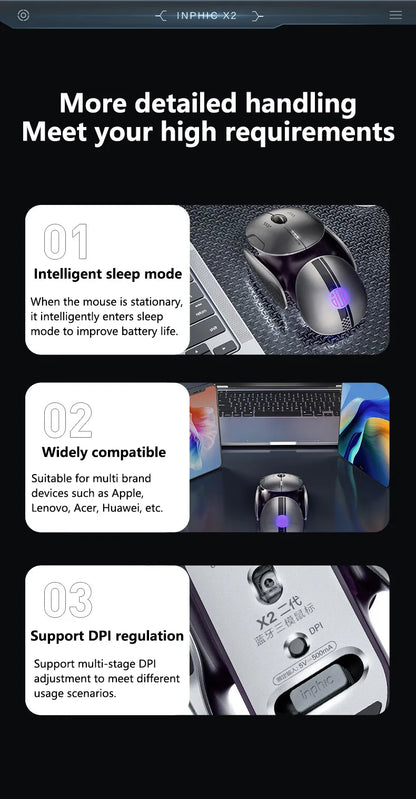 Inphic X2 - Silent Metal Wireless Mouse