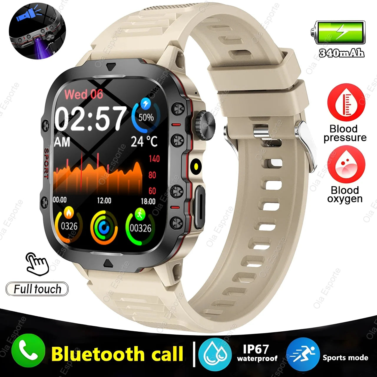 2025 Military Style Smartwatch: GPS, Waterproof, Bluetooth Call