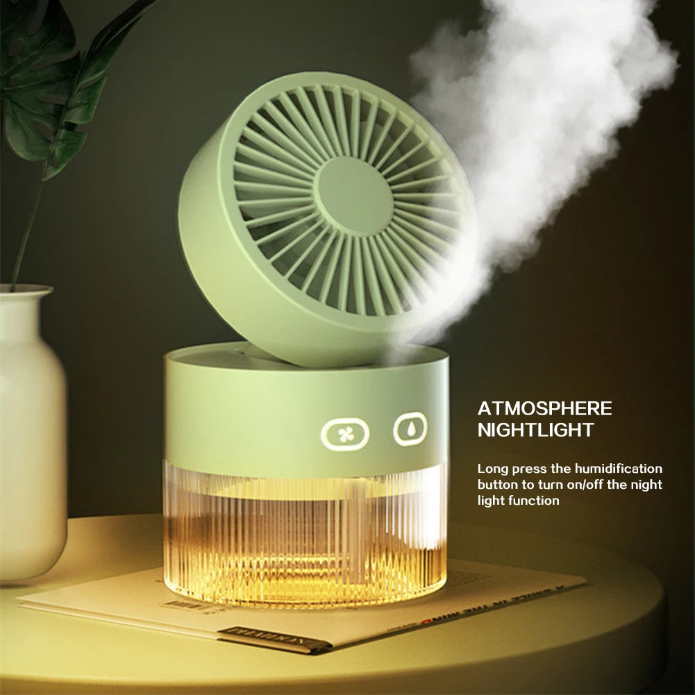 USB Mini Air Cooler + Humidifier & LED Light – 3-Speed Portable Comfort for Desks & Bedrooms