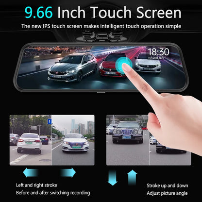 10" Touchscreen Rearview Mirror Dash Cam – Dual Front & Rear Recorder