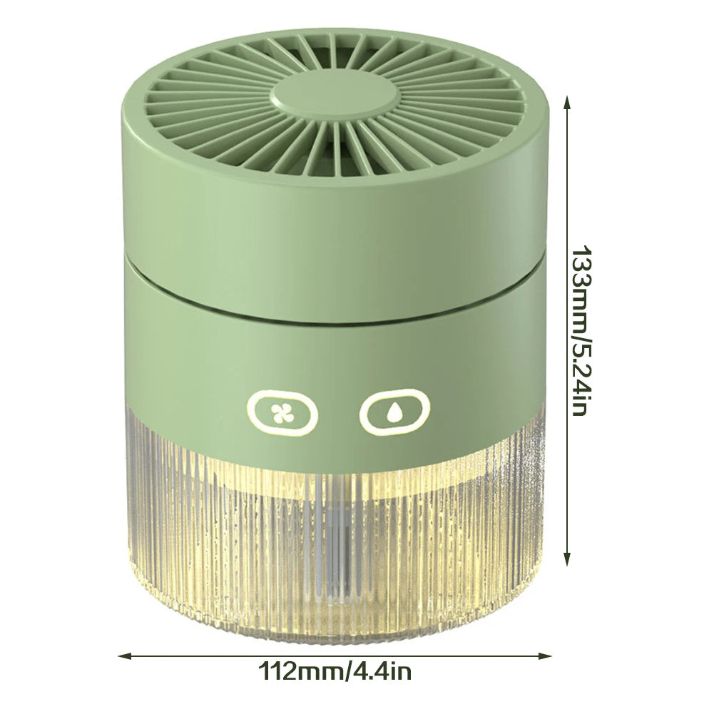 USB Mini Air Cooler + Humidifier & LED Light – 3-Speed Portable Comfort for Desks & Bedrooms