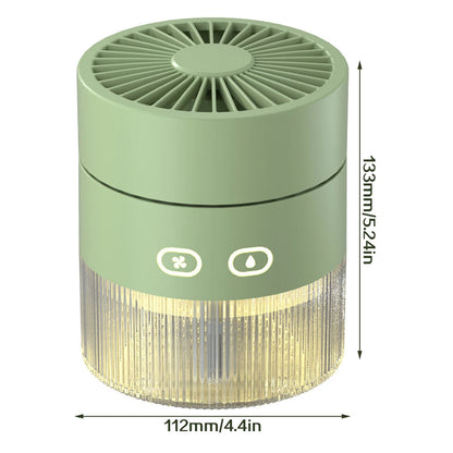 USB Mini Air Cooler + Humidifier & LED Light – 3-Speed Portable Comfort for Desks & Bedrooms