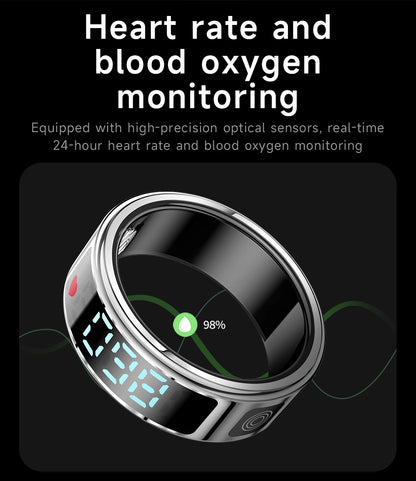 SR08 Smart Ring: Health Monitor with LED Display & 5ATM Waterproof