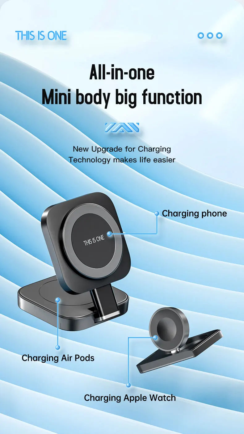Ultimate 3-in-1 Foldable Magnetic Wireless Charger for Apple Devices