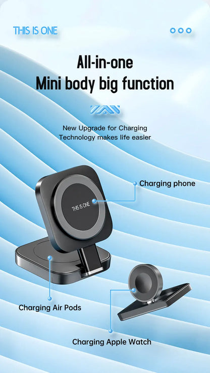 Ultimate 3-in-1 Foldable Magnetic Wireless Charger for Apple Devices