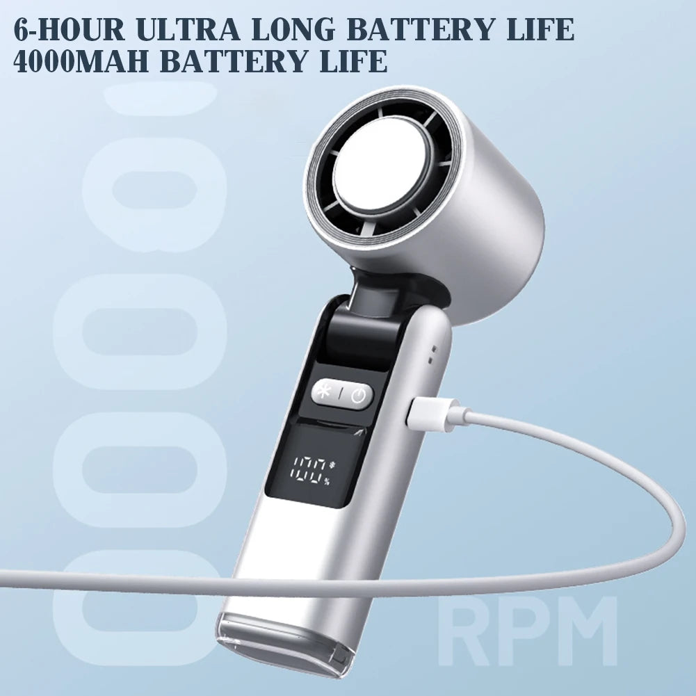 Mini Turbo Ice Fan – USB-Powered Cooling with Digital Display