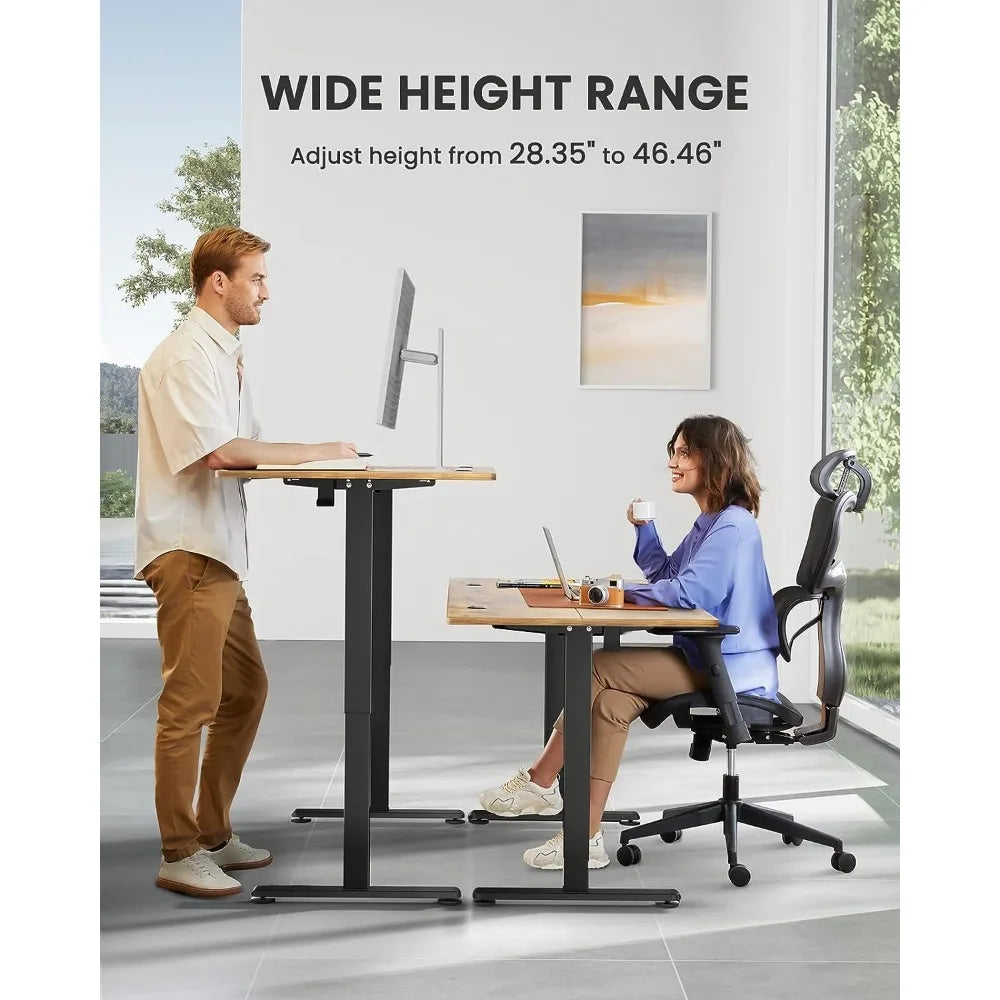 55" Electric Standing Desk - Adjustable Height, Memory Preset, Vintage Brown