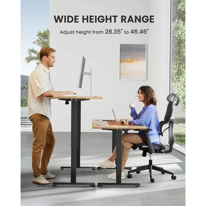 55" Electric Standing Desk - Adjustable Height, Memory Preset, Vintage Brown