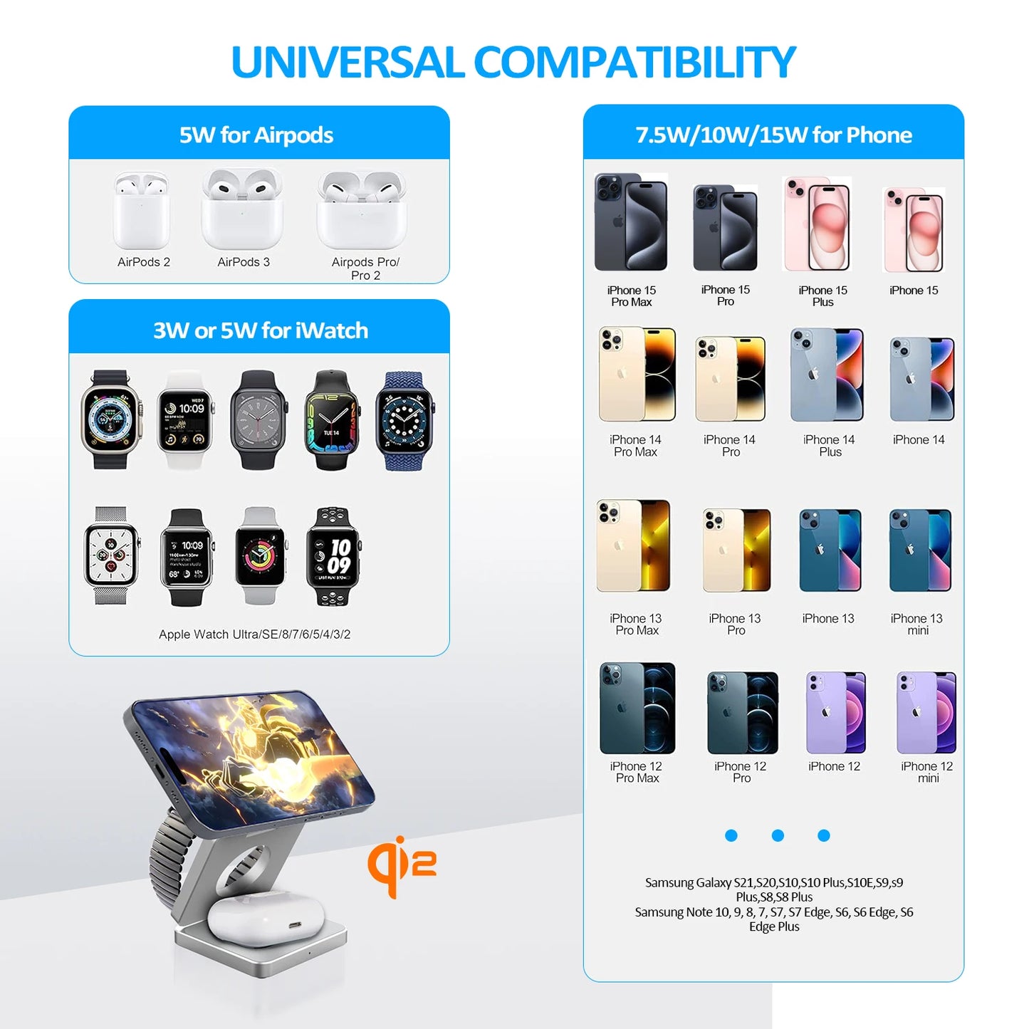 3-in-1 Magnetic Wireless Charger – Fast & Foldable