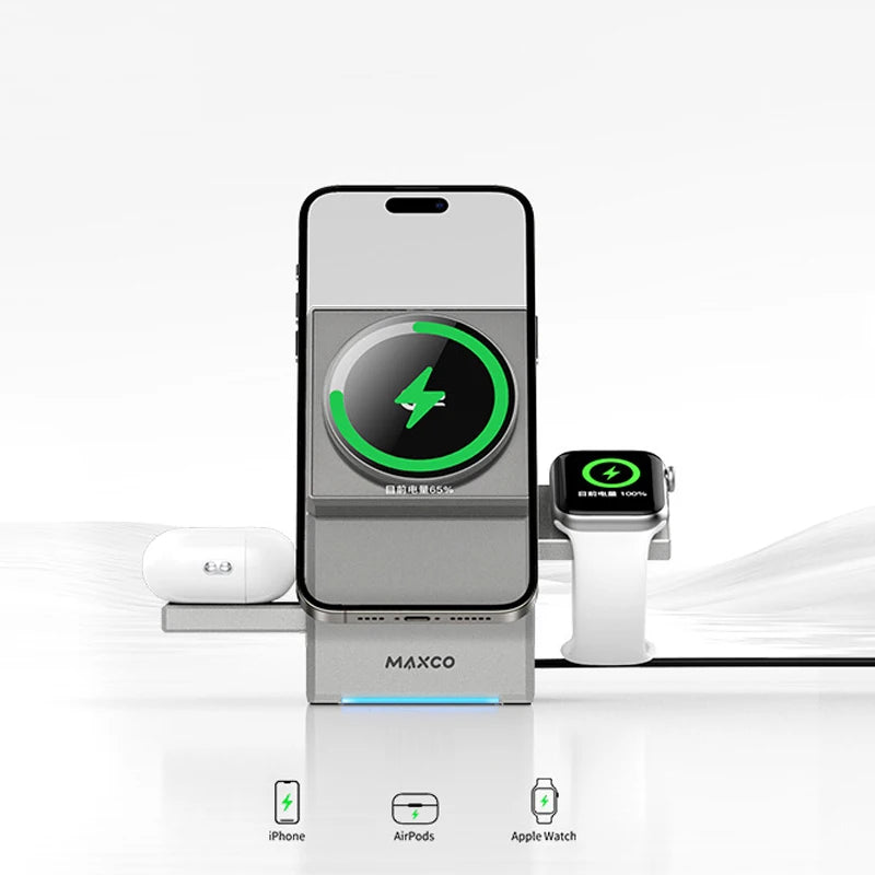 3-in-1 MagSafe Charger Stand – 15W Fast Charging