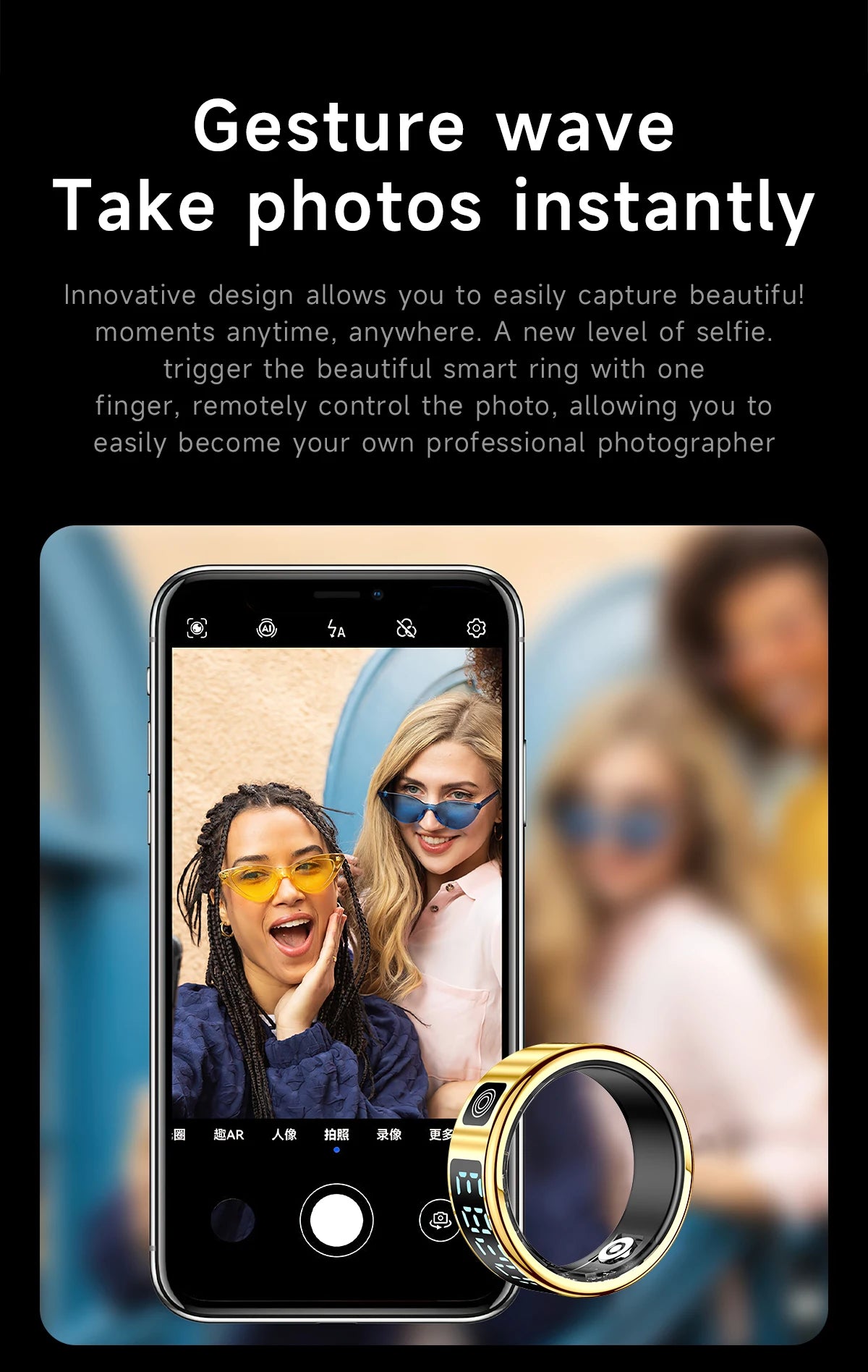 SR08 Smart Ring: Health Monitor with LED Display & 5ATM Waterproof