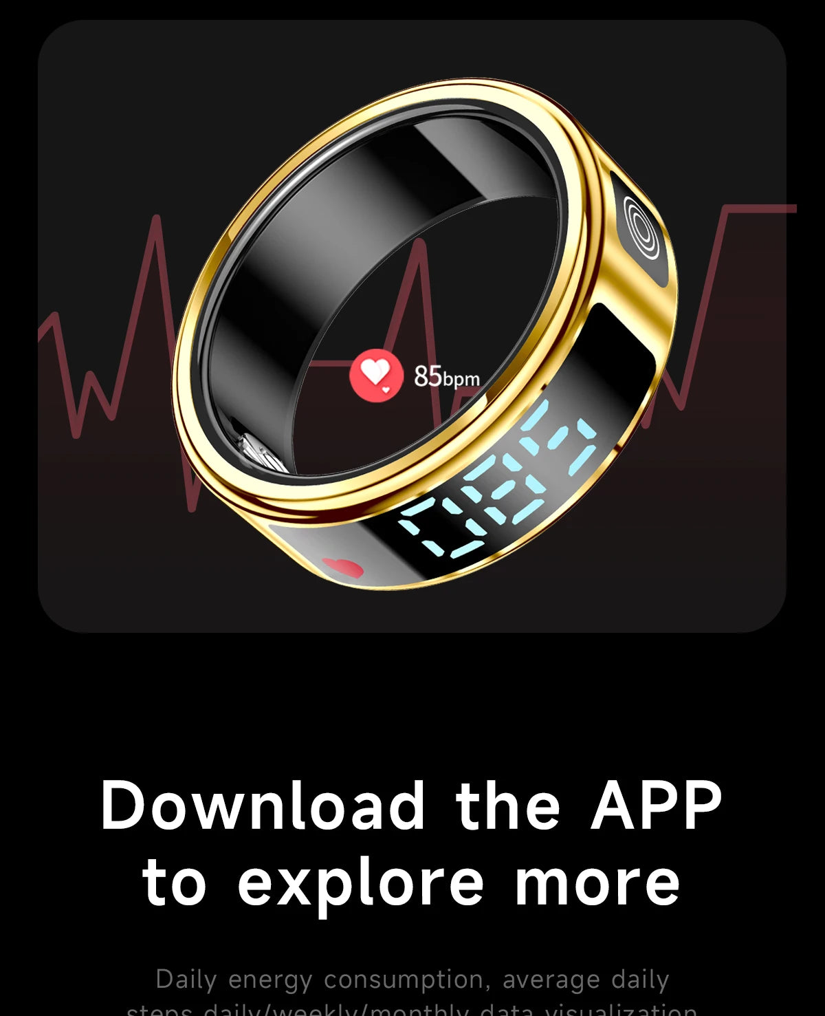 SR08 Smart Ring: Health Monitor with LED Display & 5ATM Waterproof