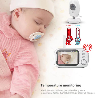 3.5" HD Wireless Baby Monitor – Night Vision, 2-Way Audio & Temp Alerts