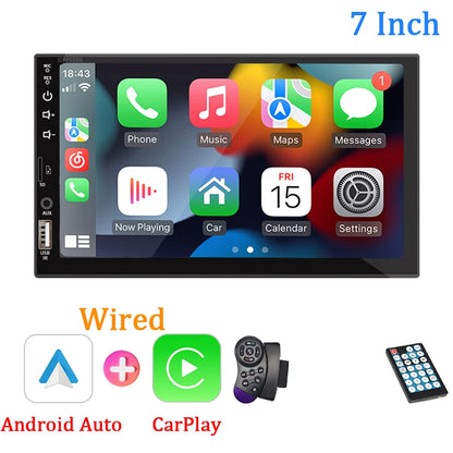 7" 1-Din CarPlay & Android Auto Touchscreen Radio