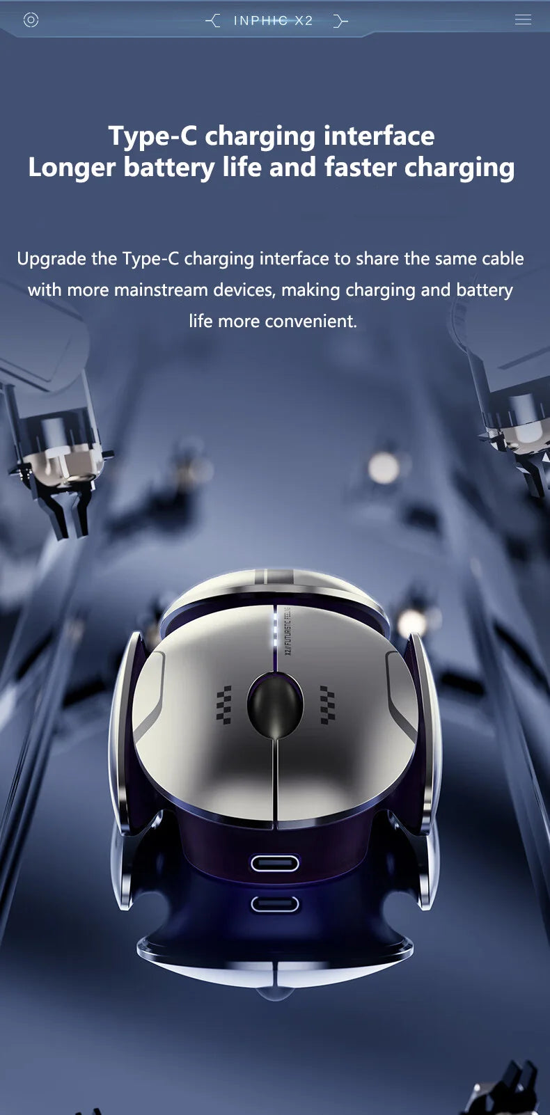 Inphic X2 - Silent Metal Wireless Mouse