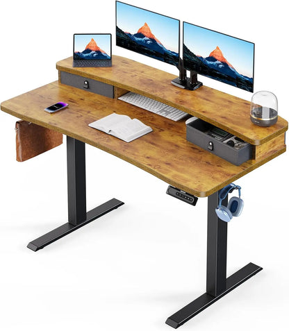 48x24″ Electric Standing Desk w/ Drawers & C-Clamp Mount – Height Adjustable