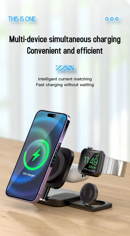 Ultimate 3-in-1 Foldable Magnetic Wireless Charger for Apple Devices