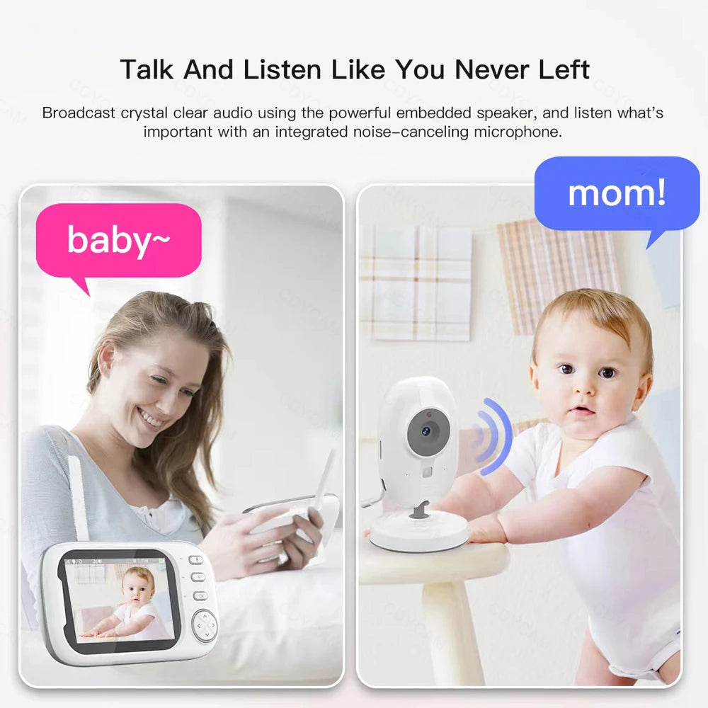 3.5" HD Wireless Baby Monitor – Night Vision, 2-Way Audio & Temp Alerts