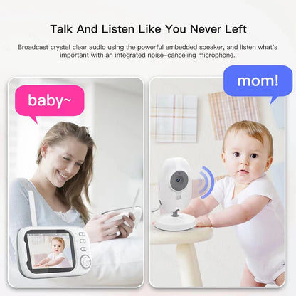 3.5" HD Wireless Baby Monitor – Night Vision, 2-Way Audio & Temp Alerts