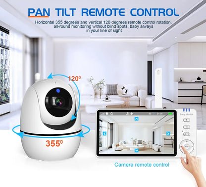 5" Wireless Baby Monitor with Pan-Tilt, Night Vision & 2-Way Audio – Portable & Secure