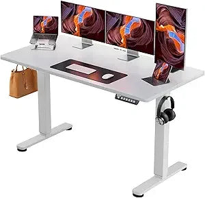 55" Electric Standing Desk - Adjustable Height, Memory Preset, Vintage Brown