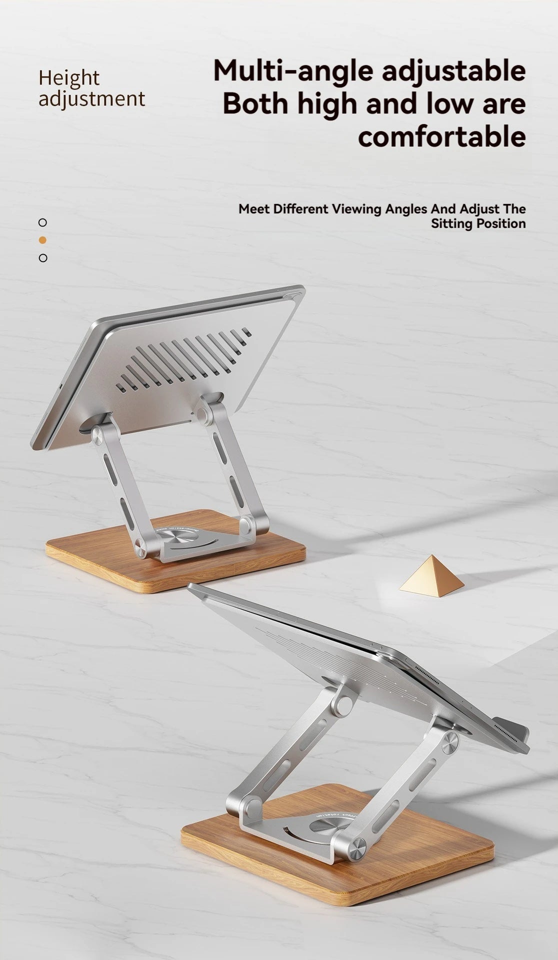 Universal 360° Rotating Wooden Stand – Adjustable Holder for iPad, Tablets, Smartphones, E-Readers & More
