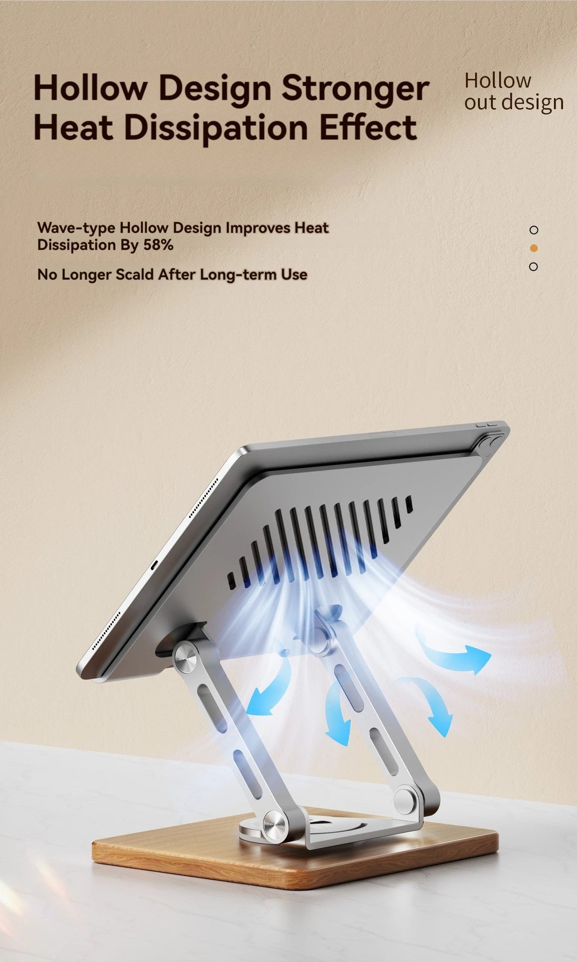Universal 360° Rotating Wooden Stand – Adjustable Holder for iPad, Tablets, Smartphones, E-Readers & More
