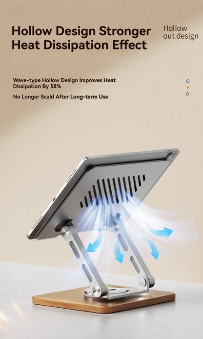 Universal 360° Rotating Wooden Stand – Adjustable Holder for iPad, Tablets, Smartphones, E-Readers & More