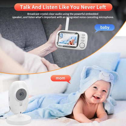 3.5" HD Wireless Baby Monitor – Night Vision, 2-Way Audio & Temp Alerts