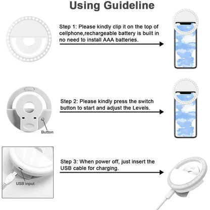 USB Selfie Ring Light – Bright, Adjustable Phone Light for iPhone & Android