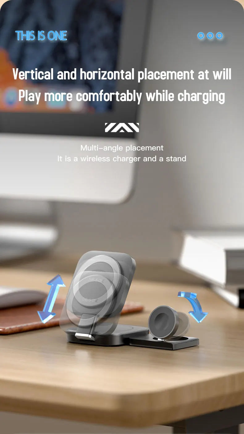 Ultimate 3-in-1 Foldable Magnetic Wireless Charger for Apple Devices