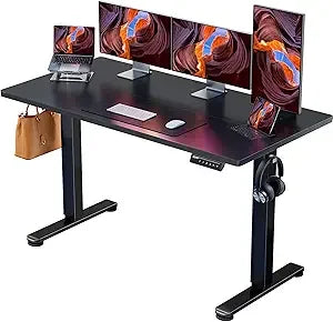 55" Electric Standing Desk - Adjustable Height, Memory Preset, Vintage Brown