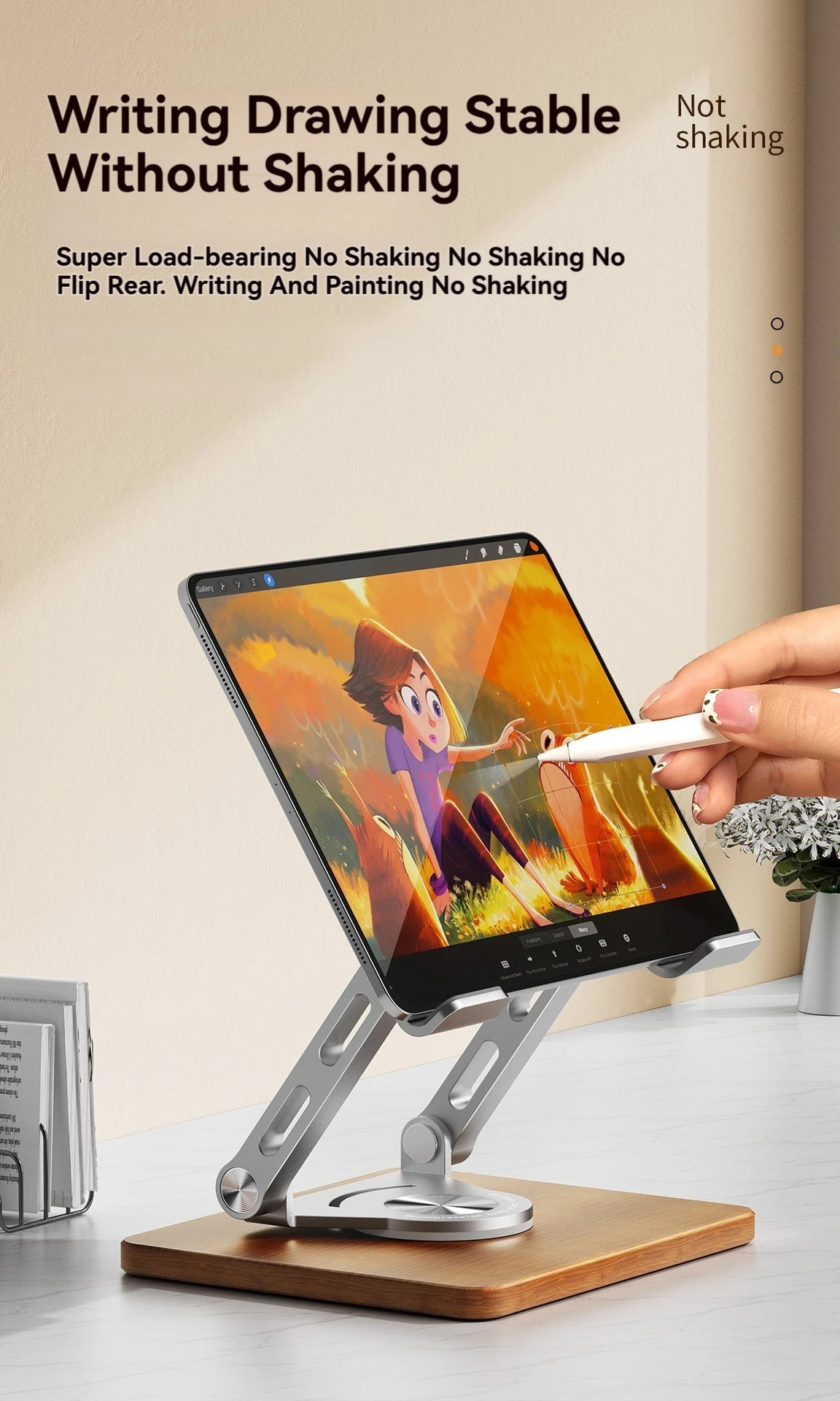Universal 360° Rotating Wooden Stand – Adjustable Holder for iPad, Tablets, Smartphones, E-Readers & More