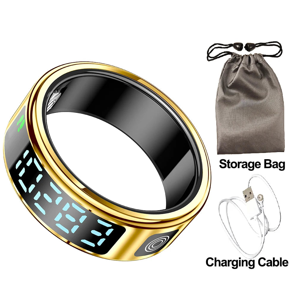 SR08 Smart Ring: Health Monitor with LED Display & 5ATM Waterproof