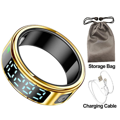 SR08 Smart Ring: Health Monitor with LED Display & 5ATM Waterproof