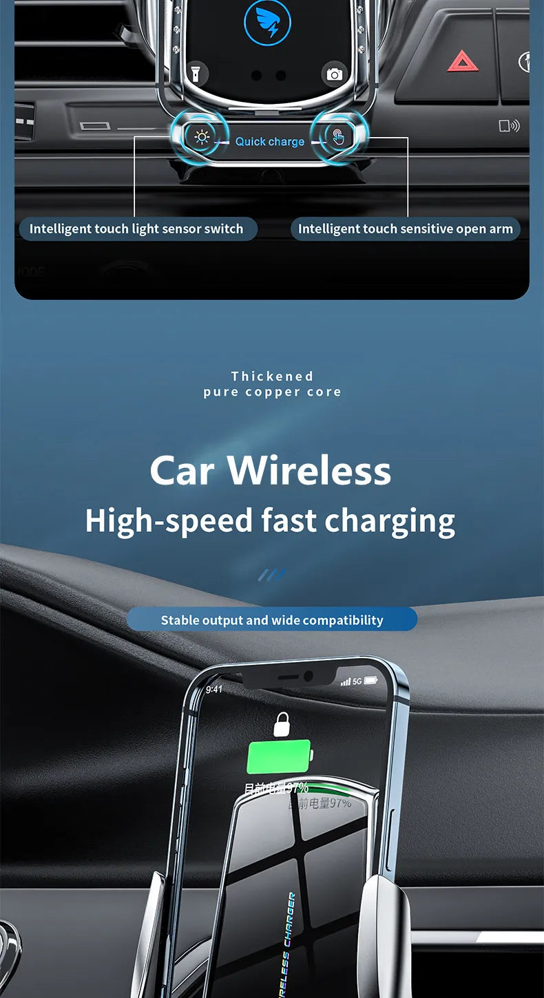 15W Magnetic Car Charger – Fast Wireless Charging