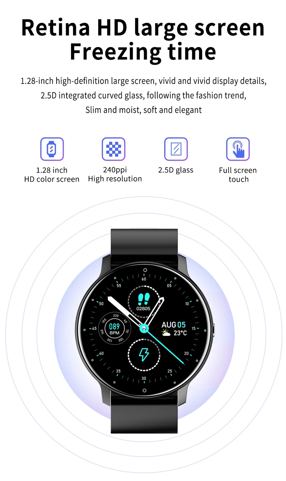 LIGE ZL02 Smartwatch – Touch Screen, Bluetooth Calls, IP67 Waterproof