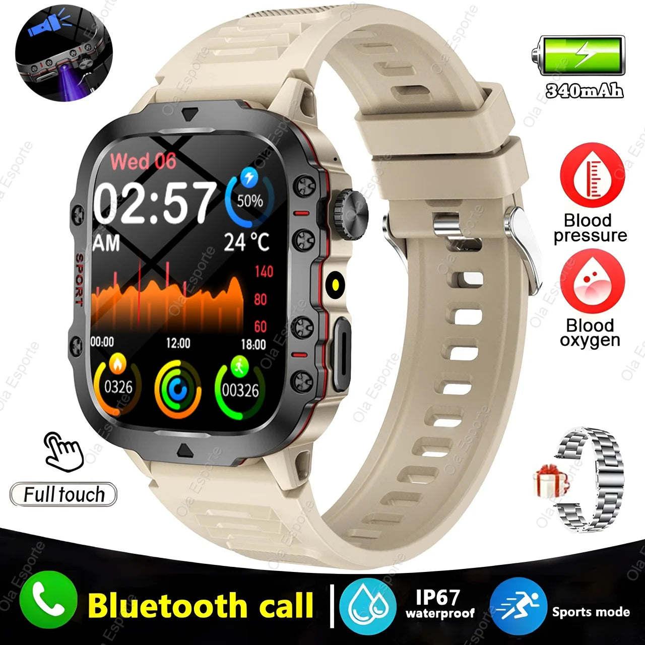2025 Military Style Smartwatch: GPS, Waterproof, Bluetooth Call