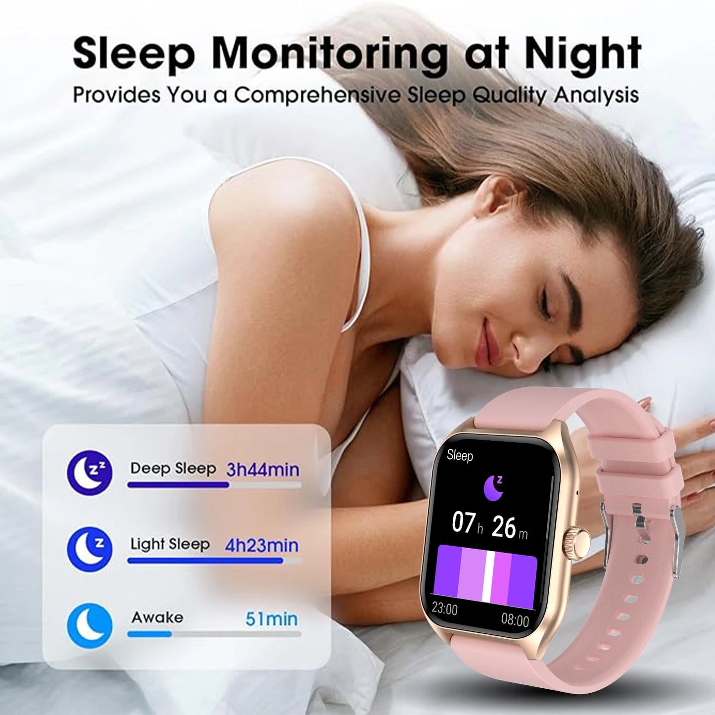 Smart AI Watch – 1.96'' HD, 100+ Sports, Heart & Sleep Tracker