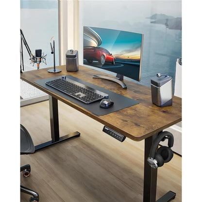 55" Electric Standing Desk - Adjustable Height, Memory Preset, Vintage Brown
