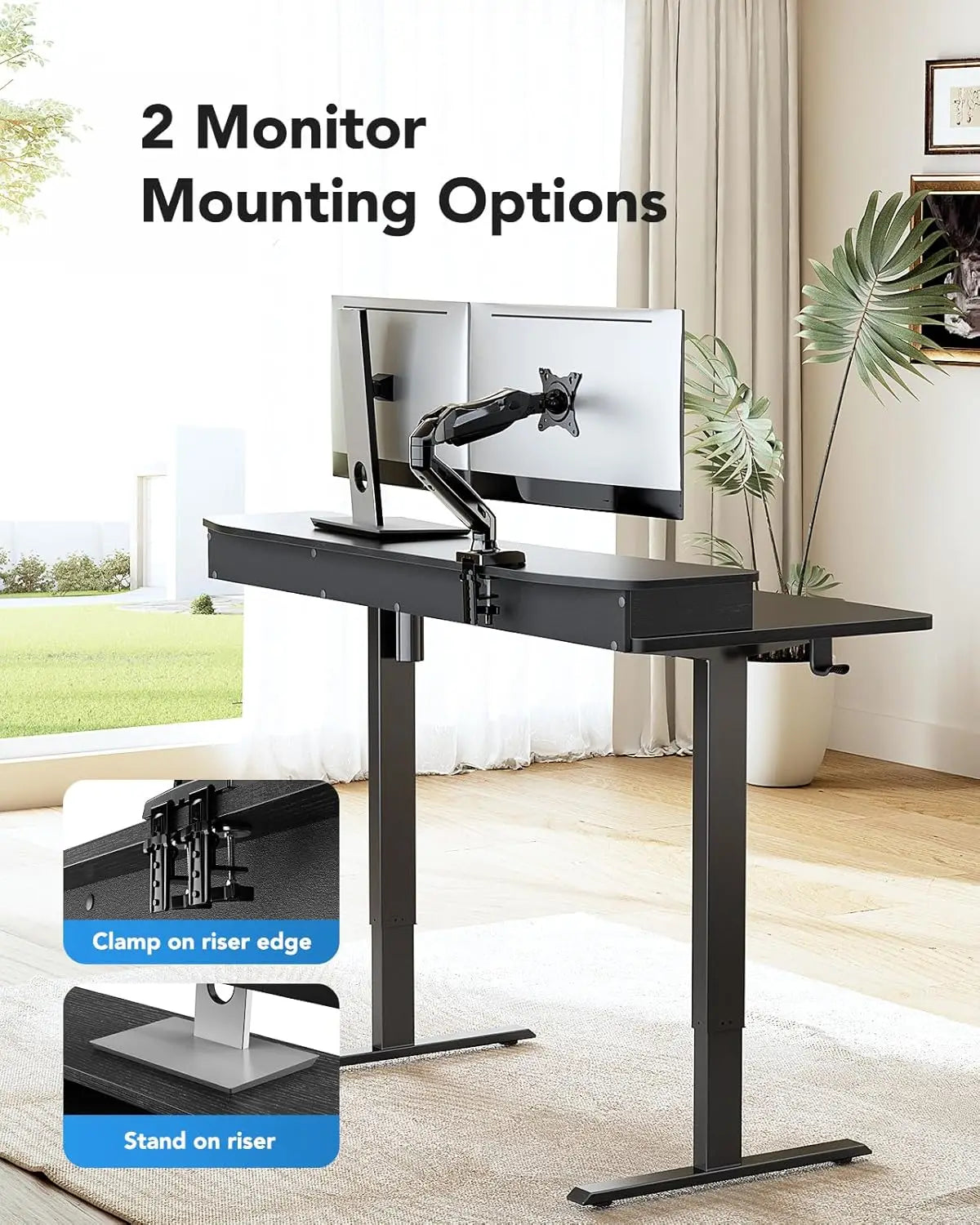 48x24″ Electric Standing Desk w/ Drawers & C-Clamp Mount – Height Adjustable