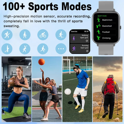 New Smart Watch – Bluetooth Calls, Fitness Tracker, IP68 Waterproof (iOS/Android)