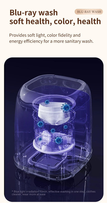 Portable Mini Washer – Fully Automatic with Spin Dryer, 220V